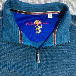 Robert Graham 1/4 Zip Blue Sweater sz 2XL